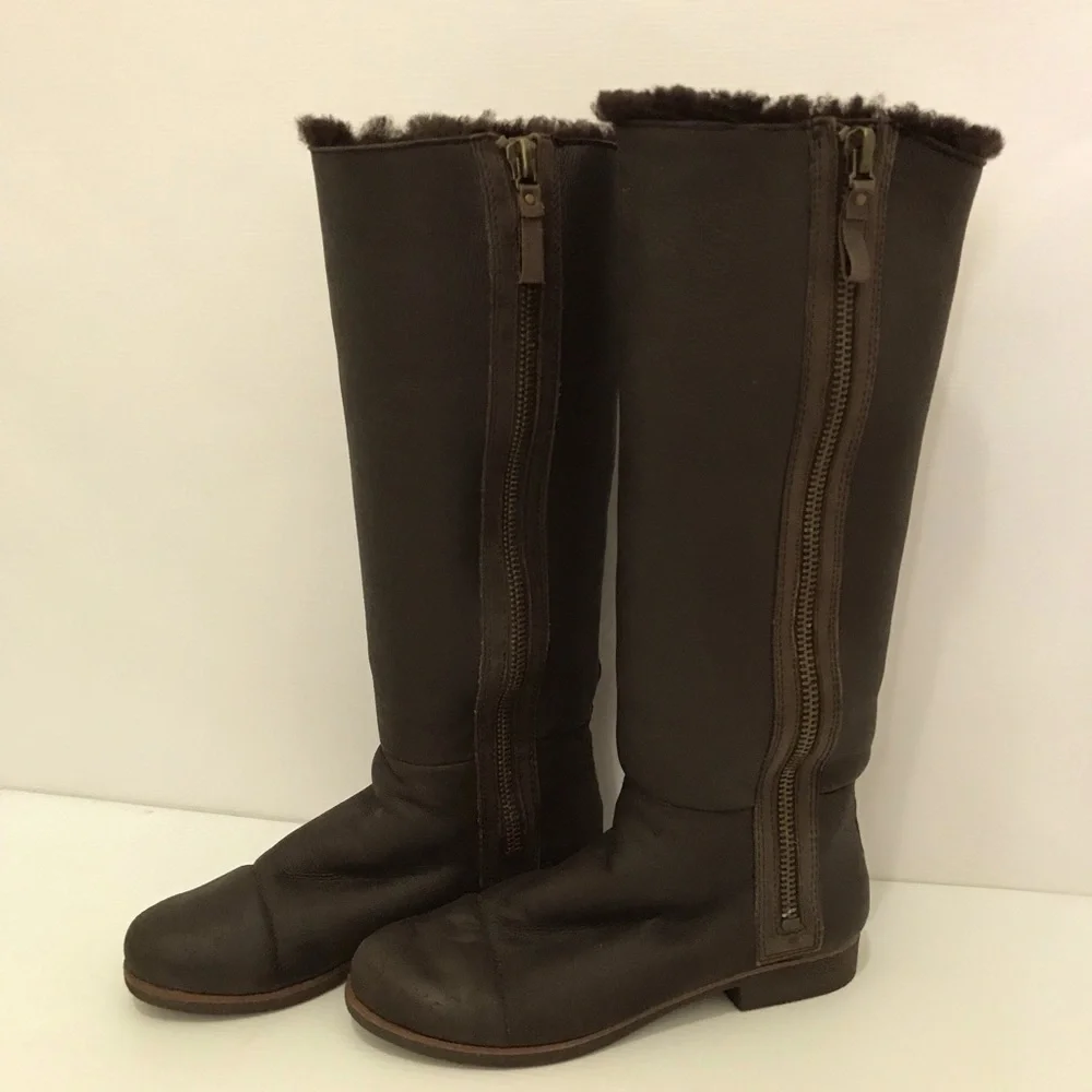 Modern Vintage Women's Leather Equestrian Riding Boots Brown Size 37.5/US 7